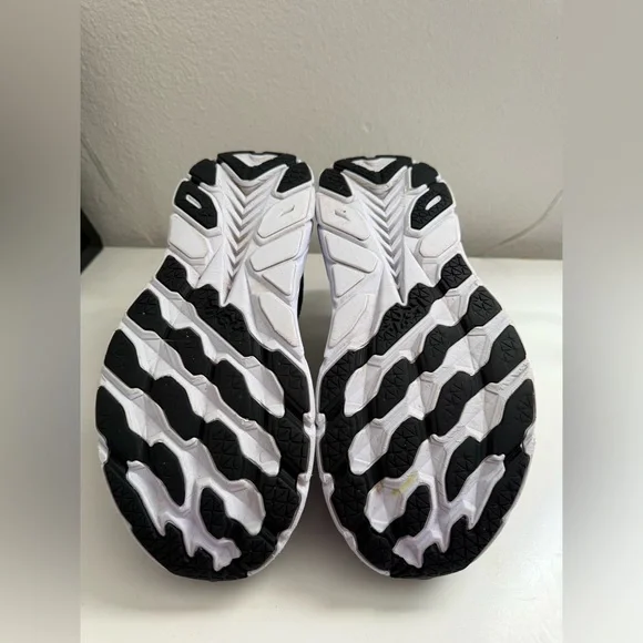 Hoka One One Clifton 8 Black and White Sneakers - Picture 6 of 10